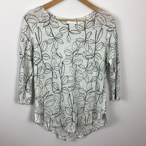Cynthia Rowley Tops - Cynthia Rowley Linen Top With Leaves Size Medium